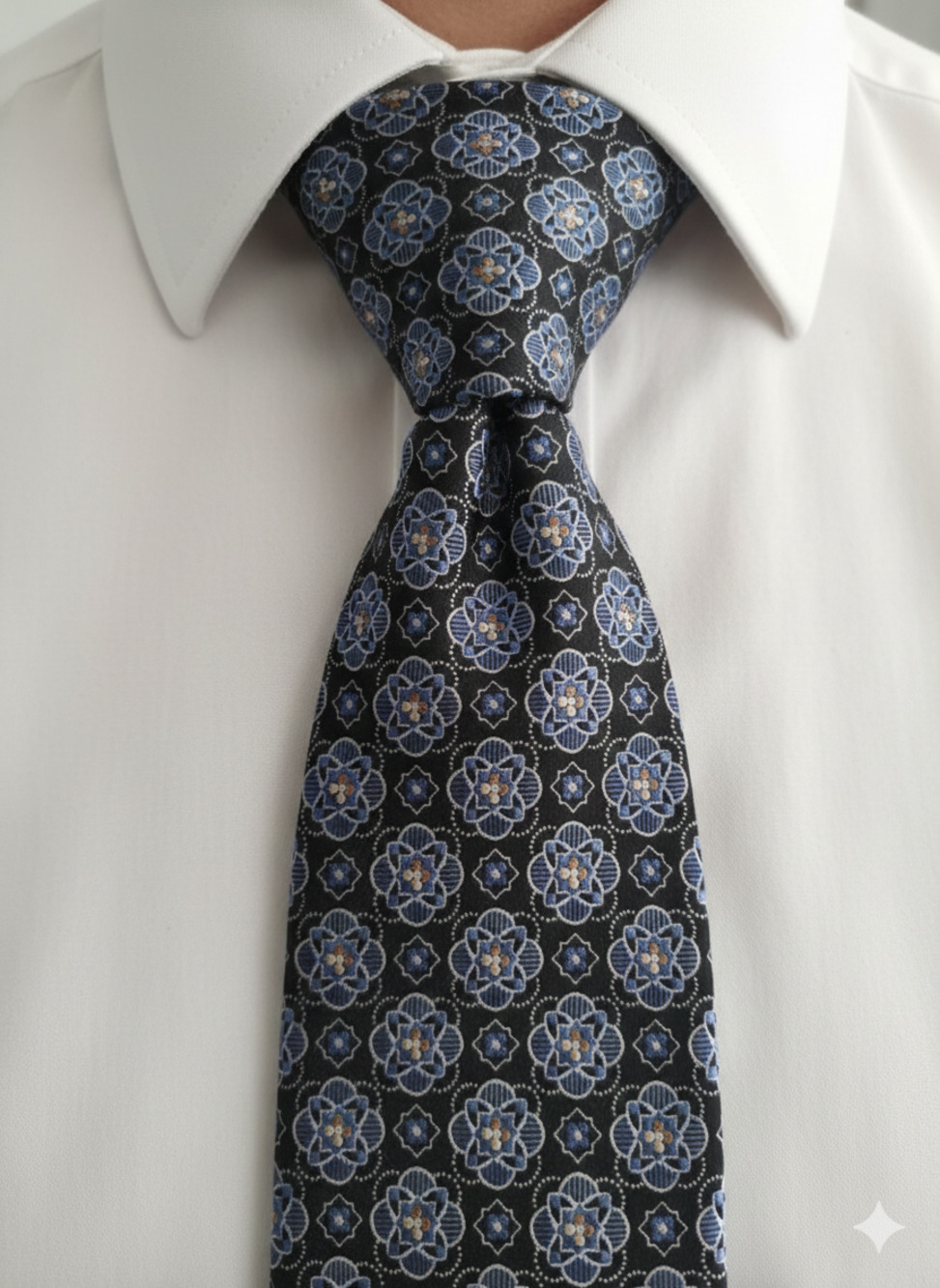 John Nordstrom black blue medallion silk tie - 59.5" - corpcore classic